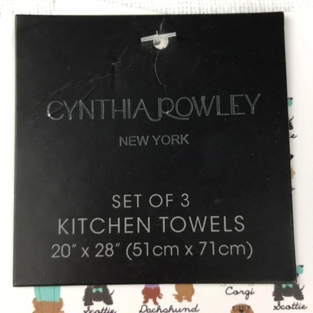 Cynthia Rowley - ‘Sweater/Hat Doggie’ dish towels. Set of 3.  NWT.
